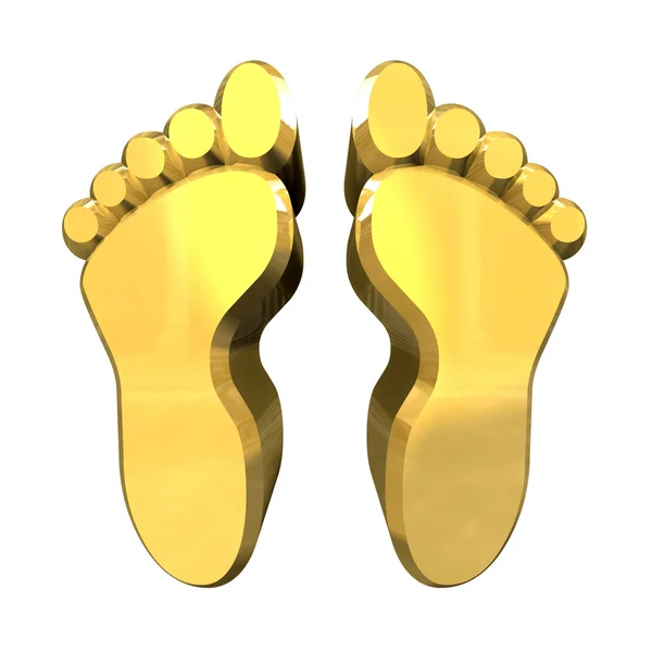 3d foot prints in gold — Stock Photo, Image
