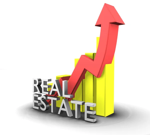 Statistiques graphiques avec mot immobilier - 3d — Photo