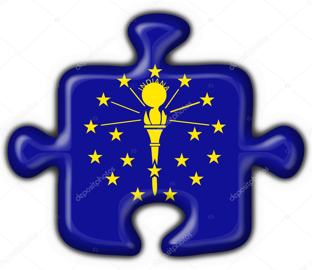 Indiana (USA State) button flag puzzle shape