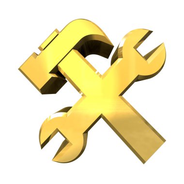 Industrial working symbol in gold (3d) clipart