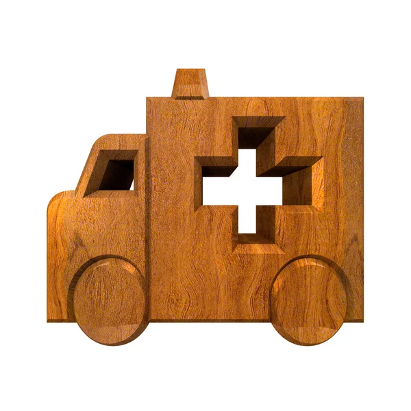 Símbolo de ambulancia en madera - 3d — Foto de Stock