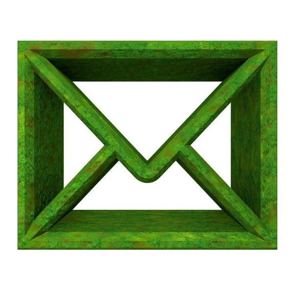 Umschlag E-Mail-Symbol in Gras (3d) — Stockfoto