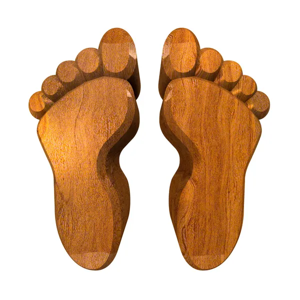 Odbitki stóp 3D w drewnie — Zdjęcie stockowe
