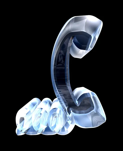 Símbolo de telefone em vidro - 3D — Fotografia de Stock