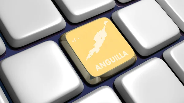 Teclado (detalhe) com chave de mapa Anguilla — Fotografia de Stock