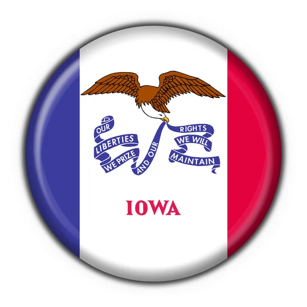 Αϊόβα (ΗΠΑ κράτος) κουμπί σημαία στρογγυλή μορφή — Φωτογραφία Αρχείου