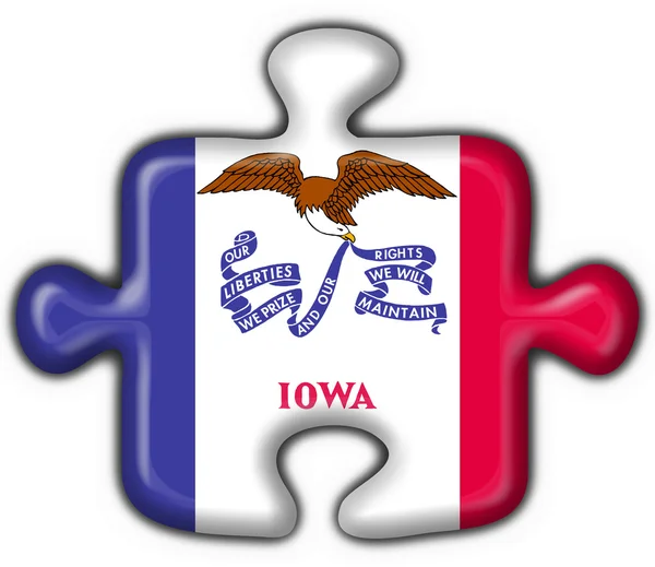 Iowa (Stati Uniti d'America) pulsante bandiera puzzle forma — Foto Stock