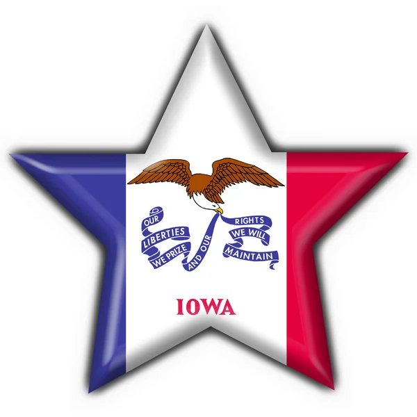 Vlajka tlačítko Iowa (Usa stát) star tvar — Stock fotografie