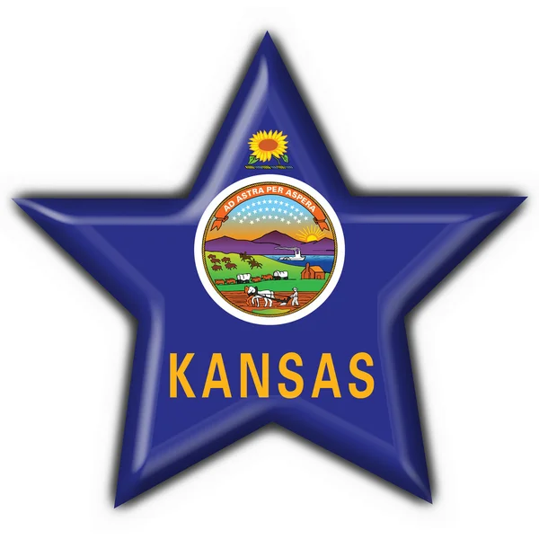 Κάνσας (ΗΠΑ κράτος) κουμπί σημαία αστέρι σχήμα — Φωτογραφία Αρχείου