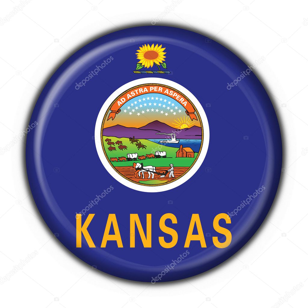 Kansas (USA State) button flag round shape