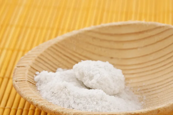 White Food Salt Wooden Spoon — Stock Photo, Image