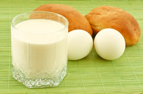 Milk, eggs and biscuits
