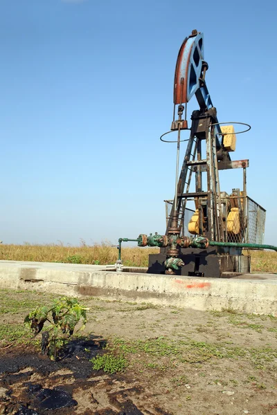 Oil wells with pollution — 图库照片