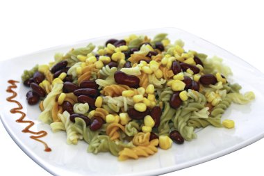 Colorful pasta with beans and sweet corn clipart