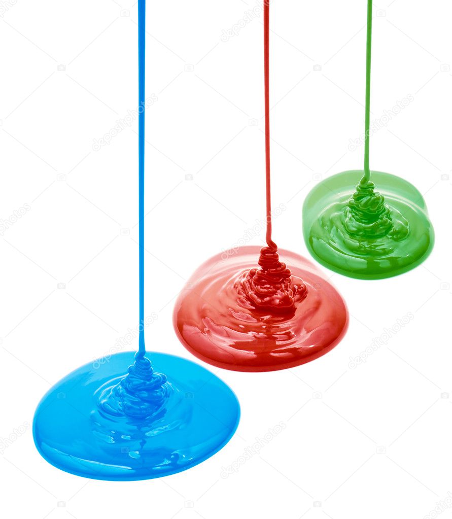 Red, green, blue liquid paints isolated — Stock Photo © Andrey_Kuzmin