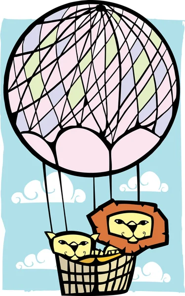 Two Lions in a Balloon — Stock Vector