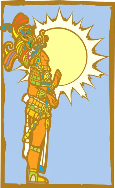 Mayan Lord with Sun — Stock Vector