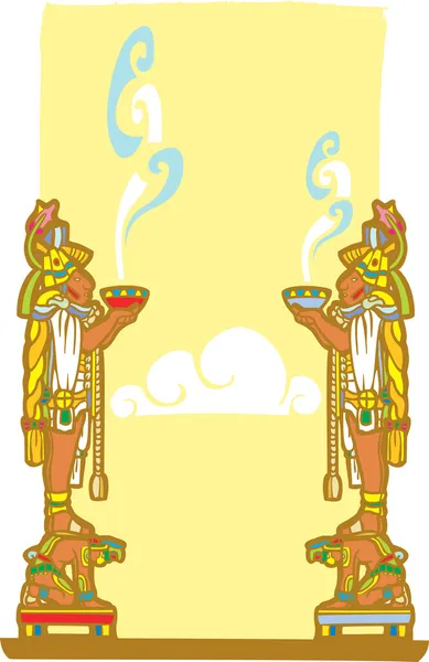 Mayafolket med rökning skålar — Stock vektor