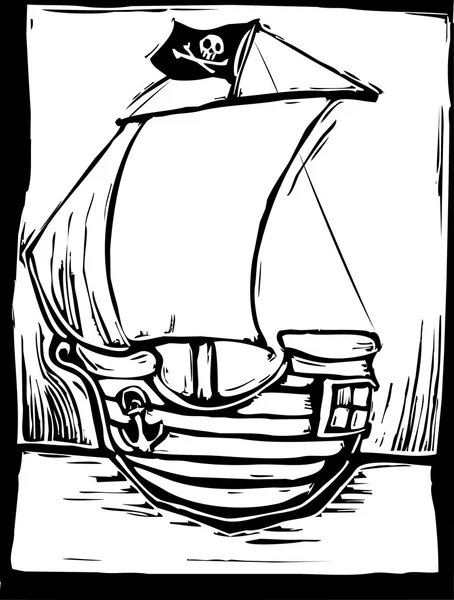 Playful Pirate Ship — Stock Vector