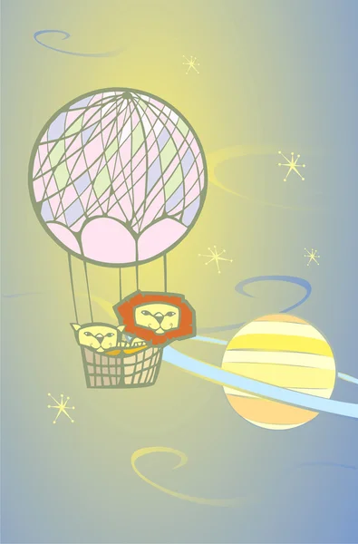 Leões de balão no espaço — Vetor de Stock
