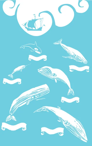 Poster per balene — Vettoriale Stock