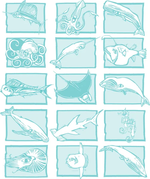 Tema dei pesci — Vettoriale Stock