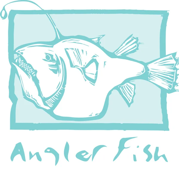 Anglerfish di Biru - Stok Vektor
