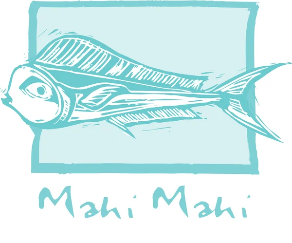 Mahi Mahi Fish en azul — Vector de stock