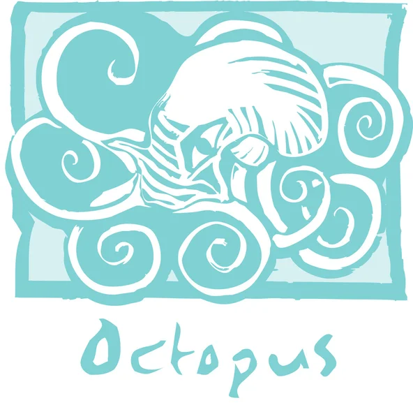 Octopus in blauw — Stockvector