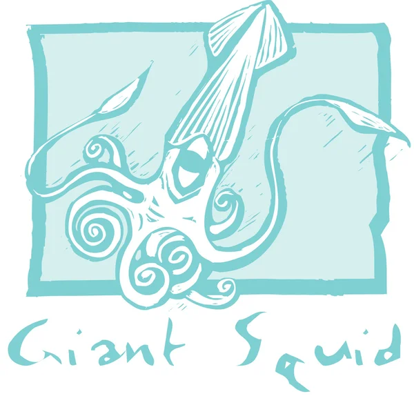 Calamar gigante en azul — Vector de stock
