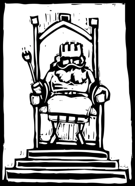 Woodcut Small King Throne — Stock Vector