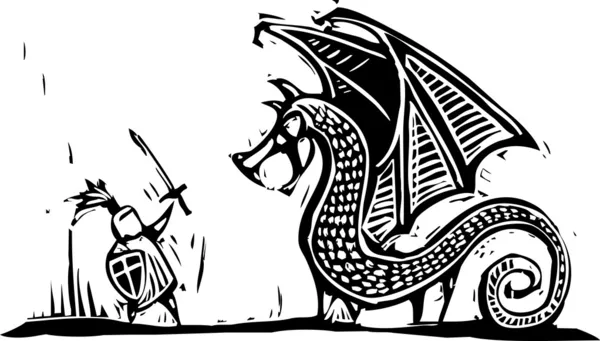 骑士和龙 — 图库矢量图片