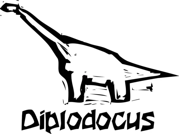 Diplodocus Dinosaurio tallado en madera — Vector de stock