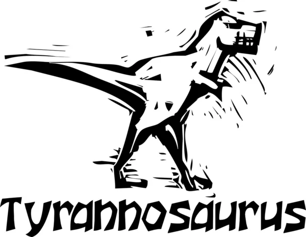木版画ティラノサウルス レックス恐竜 — ストックベクタ