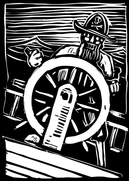Pirate at the Wheel — Stock Vector