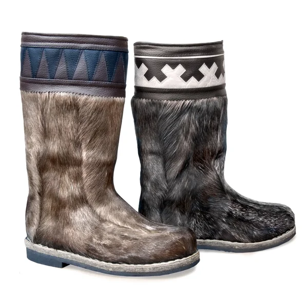 Stock image High fur boots, isolated on white boot for north regions