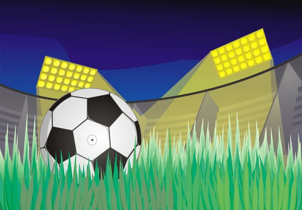 Soccerball on fresh green grass — Stock Vector