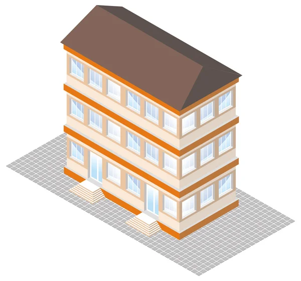Isometric projection of building, isolated on white — Stock Vector