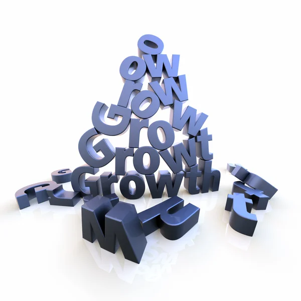 Wachstumspyramide mit fallenden Buchstaben — Stockfoto