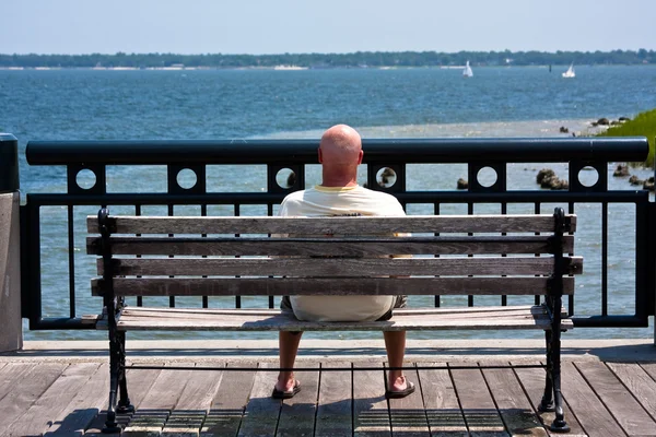 stock image Man Watching Sailboats