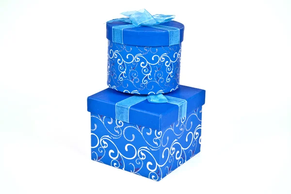 Caja de regalo de Navidad en azul —  Fotos de Stock
