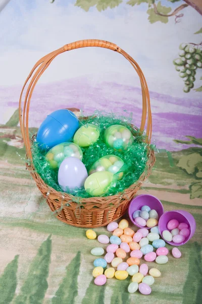 Easter Basket With Jellybeans — Stock Photo, Image