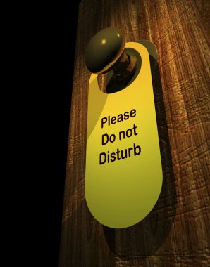 Do Not Disturb door hanger on a hotel room door clipart