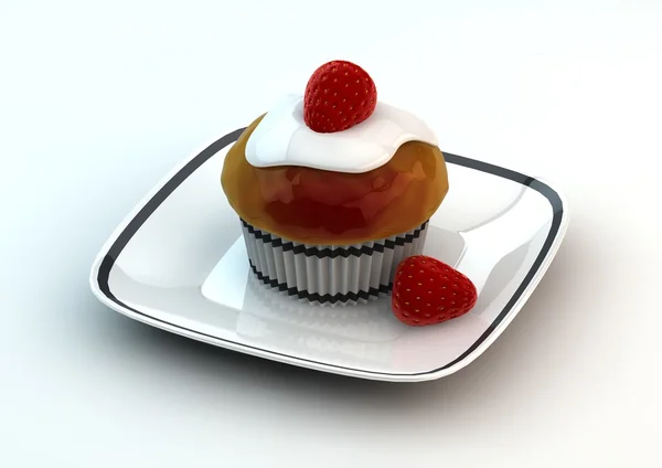 Cupcake Strawberry Top — Stock Photo, Image