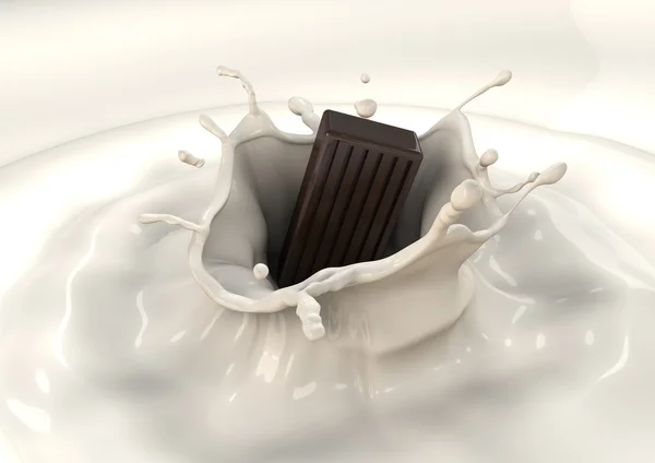 Chocolade Valt Melk Veroorzaken Splash Druppels Rondom — Stockfoto