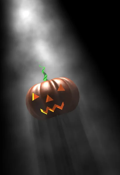 Abóbora Halloween Luz Nevoeiro — Fotografia de Stock