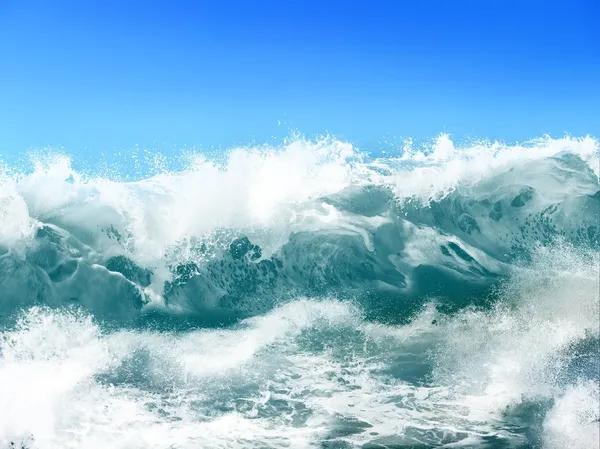 Ondas Oceânicas Brancas Fundo Azul Céu Ilustração Computador — Fotografia de Stock