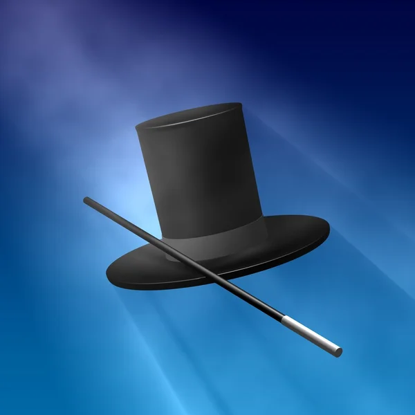 Chapéu mágico com varinha — Fotografia de Stock