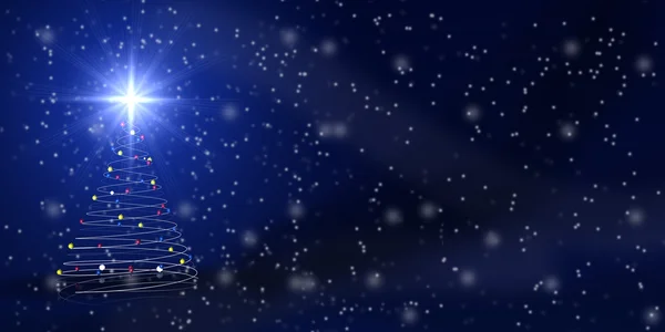 Різдвяна ялинка над синім — стокове фото
