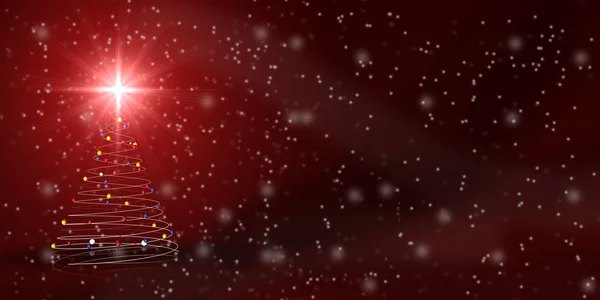 Julgran över röda — Stockfoto